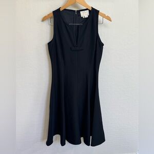 kate spade Black Sleeveless Crepe Fit & Flare Midi Dress Split Neckline Bow